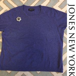 JONES NY cashmere short sleeve sweater purple 3X